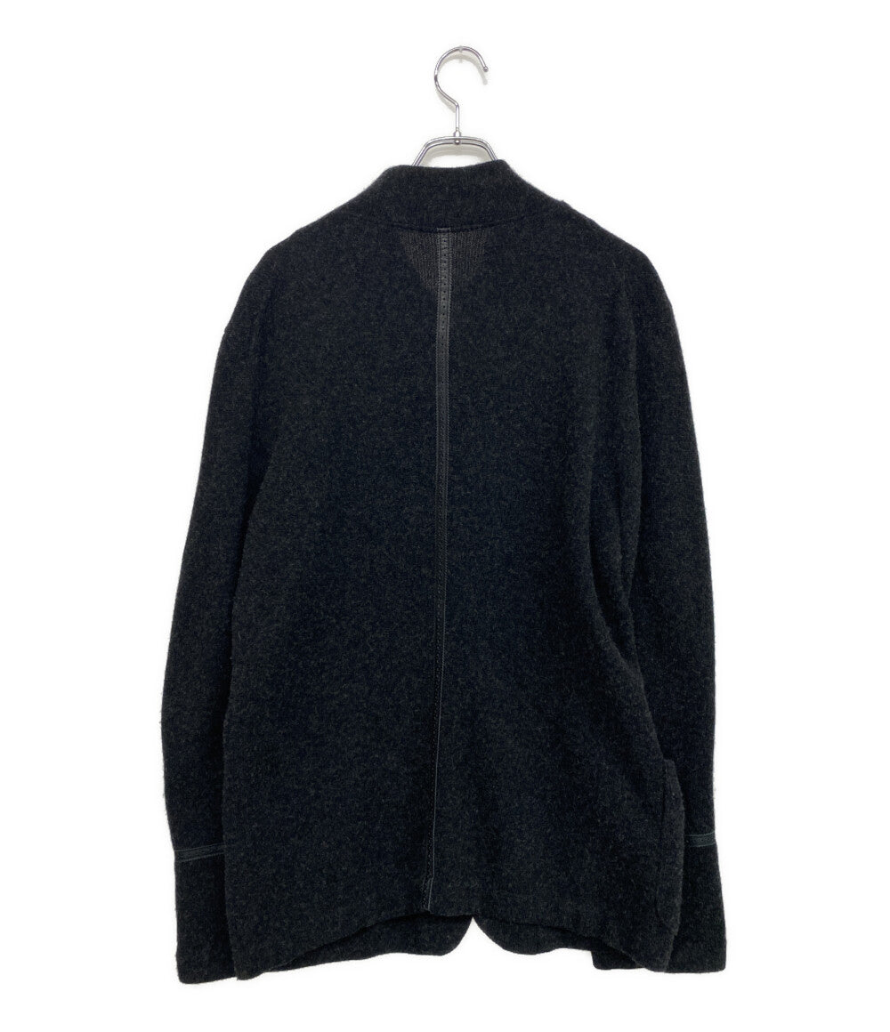NUMBER (N)INE レザーパイピングニットジャケット NOIR期 archive 06AW F06-NK016 メンズ SIZE 3 ナンバーナイン