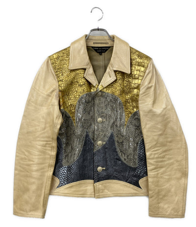 COMME des GARCONS HOMME PLUS レザーパッチワーク4Bジャケット 06ss PQ-J0557 メンズ SIZE S コムデギャルソンオムプリュス