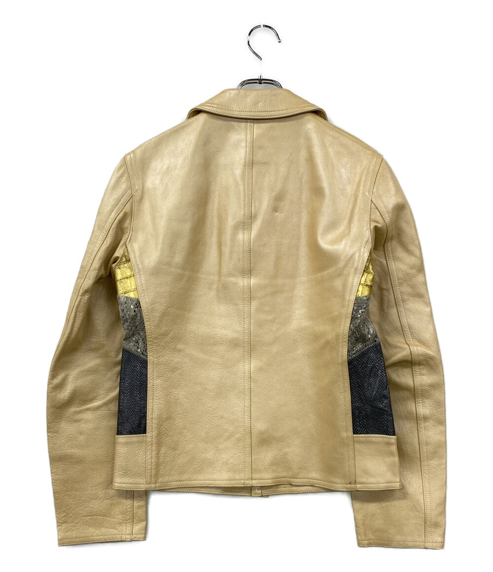 COMME des GARCONS HOMME PLUS レザーパッチワーク4Bジャケット 06ss PQ-J0557 メンズ SIZE S コムデギャルソンオムプリュス
