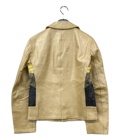 COMME des GARCONS HOMME PLUS レザーパッチワーク4Bジャケット 06ss PQ-J0557 メンズ SIZE S コムデギャルソンオムプリュス