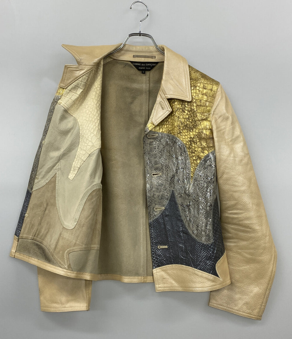 COMME des GARCONS HOMME PLUS レザーパッチワーク4Bジャケット 06ss PQ-J0557 メンズ SIZE S コムデギャルソンオムプリュス