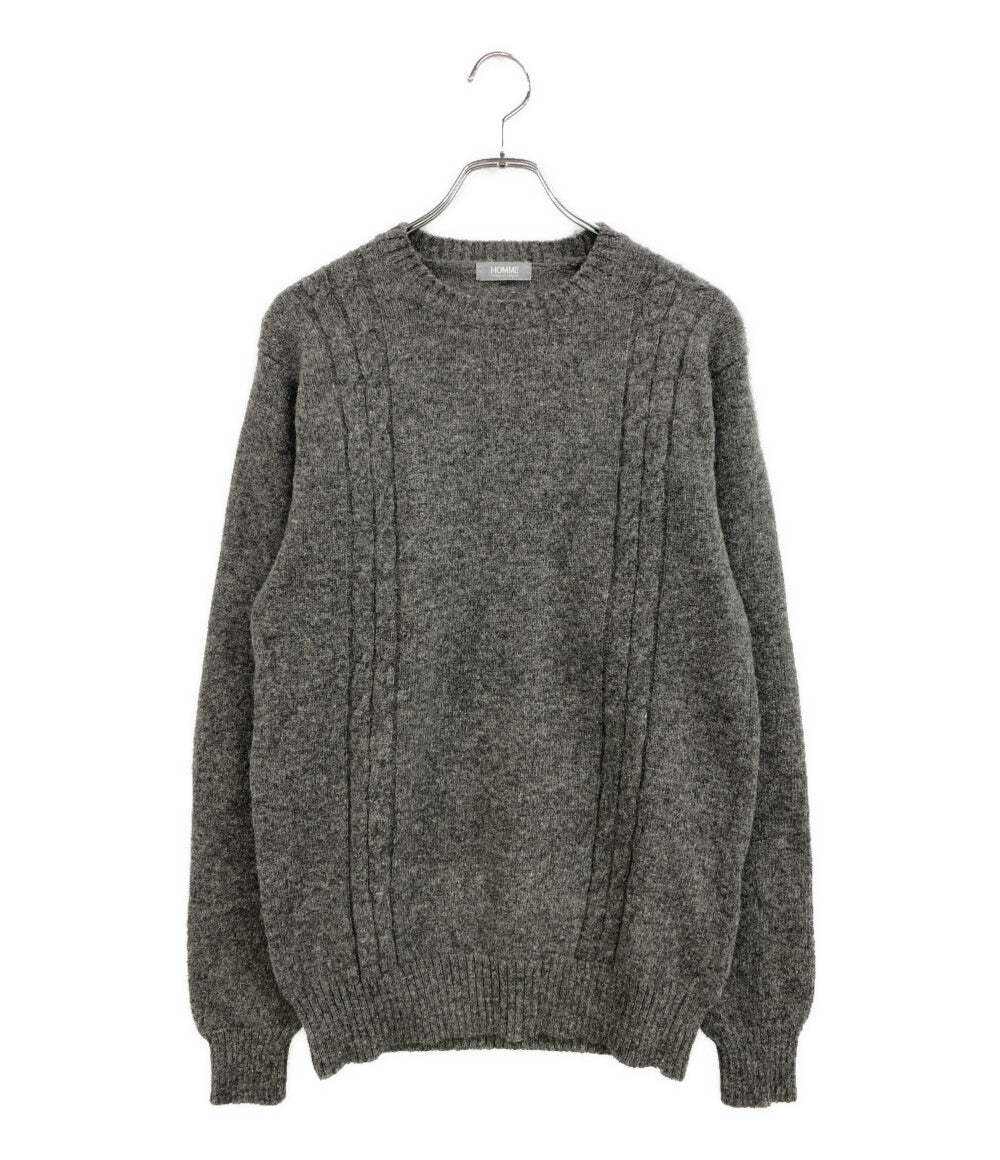 COMME des GARCONS HOMME ニット デカオム グレー archive 80s HN-090080 メンズ SIZE M コムデギャルソンオム