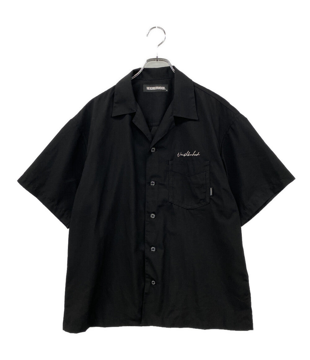 NEIGHBORHOOD 半袖シャツ PIPING E-SHIRT オープンカラー ブラック メンズ SIZE M ネイバーフッド