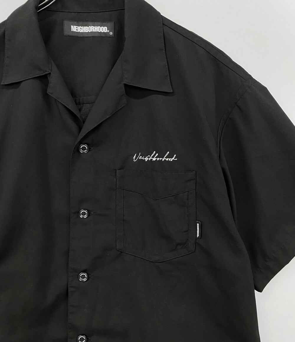 NEIGHBORHOOD 半袖シャツ PIPING E-SHIRT オープンカラー ブラック メンズ SIZE M ネイバーフッド
