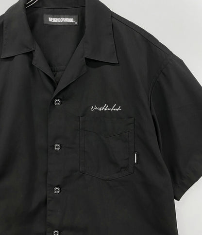 NEIGHBORHOOD 半袖シャツ PIPING E-SHIRT オープンカラー ブラック メンズ SIZE M ネイバーフッド