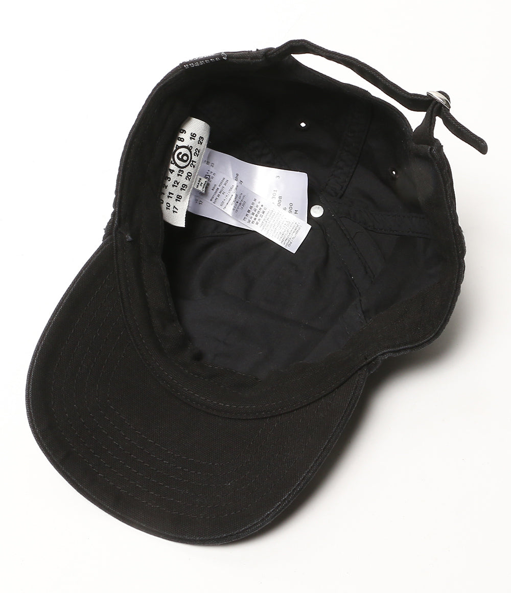 MM6 Maison Margiela 6ロゴ刺繍ベースボールキャップ ブラック レディース SIZE M エムエムシックス