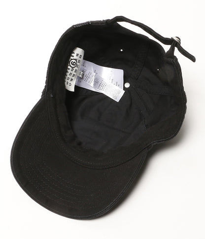 MM6 Maison Margiela 6ロゴ刺繍ベースボールキャップ ブラック レディース SIZE M エムエムシックス