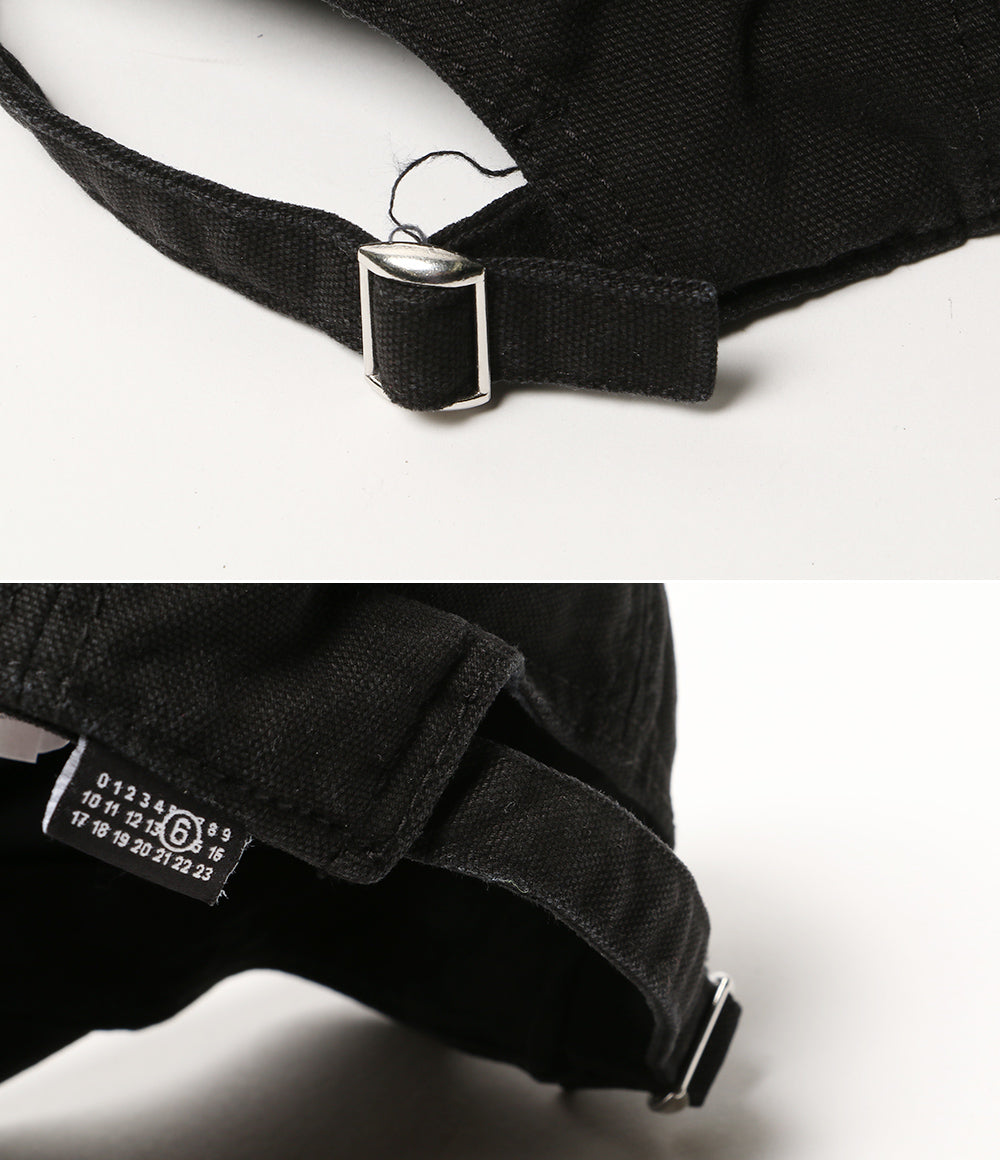 MM6 Maison Margiela 6ロゴ刺繍ベースボールキャップ ブラック レディース SIZE M エムエムシックス