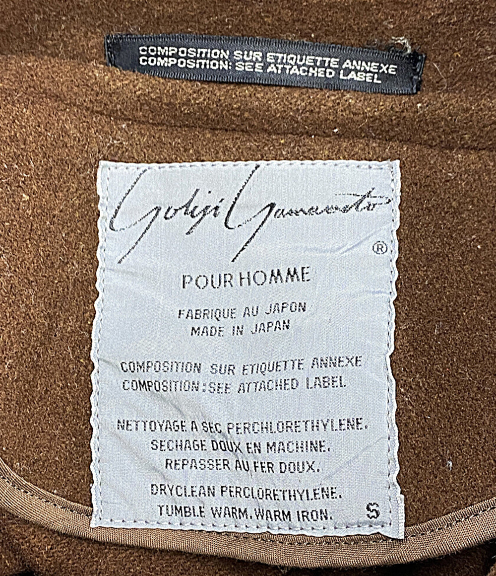 YOHJI YAMAMOTO POUR HOMME ウールメルトンステンカラーコート 丸文字 ブラウン 80s メンズ SIZE S ヨウジヤマモトプールオム