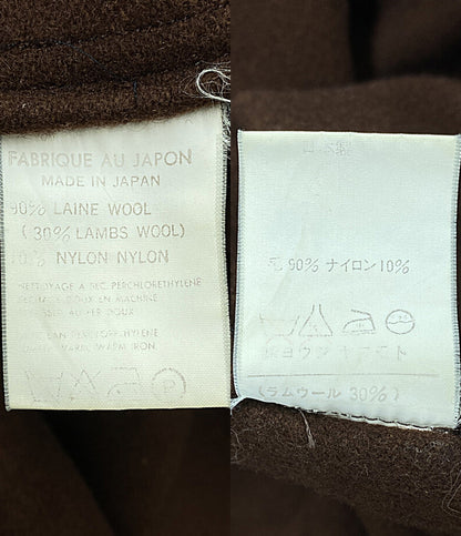 YOHJI YAMAMOTO POUR HOMME ウールメルトンステンカラーコート 丸文字 ブラウン 80s メンズ SIZE S ヨウジヤマモトプールオム