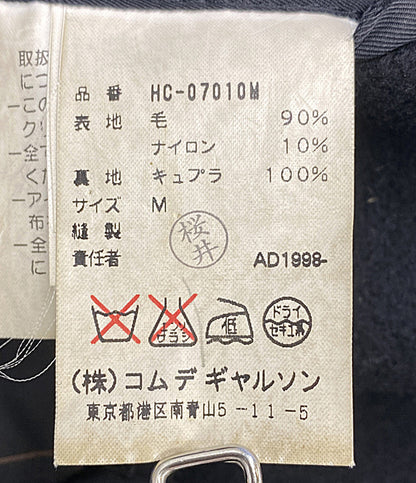 訳あり COMME des GARCONS HOMME ウールメルトンチェスターコート ブラック 98AW HC-07010M メンズ SIZE M コムデギャルソンオム