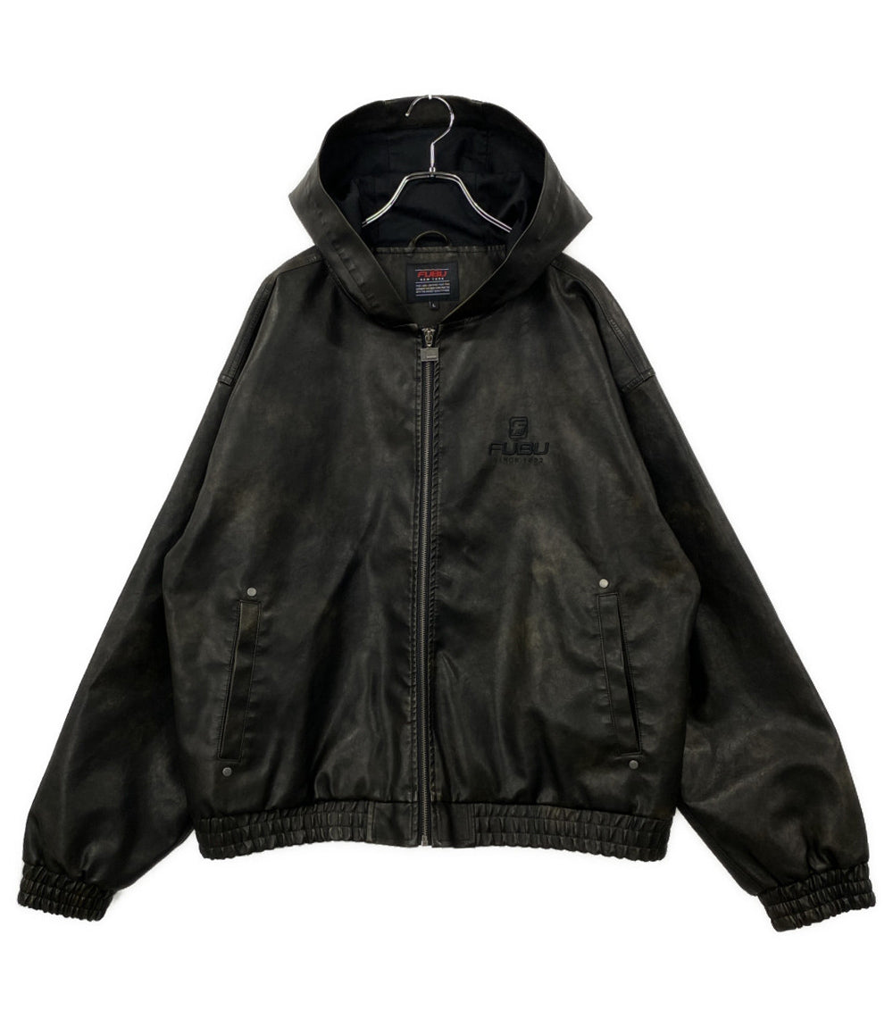FUBU ブルゾン フード付きジャケット フェイクレザー メンズ SIZE L フブ