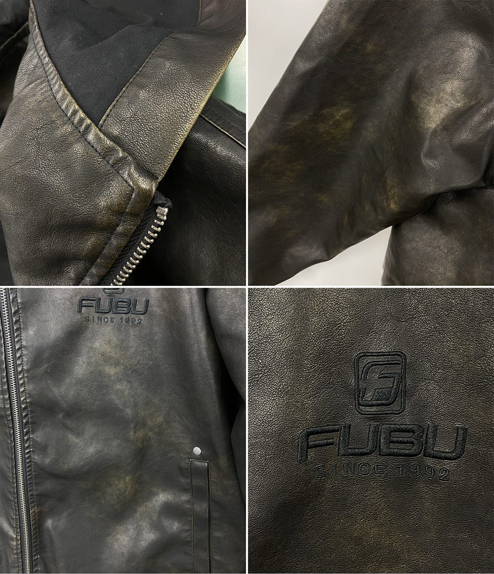 FUBU ブルゾン フード付きジャケット フェイクレザー メンズ SIZE L フブ