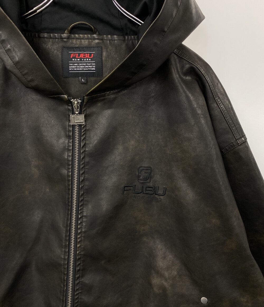 FUBU ブルゾン フード付きジャケット フェイクレザー メンズ SIZE L フブ