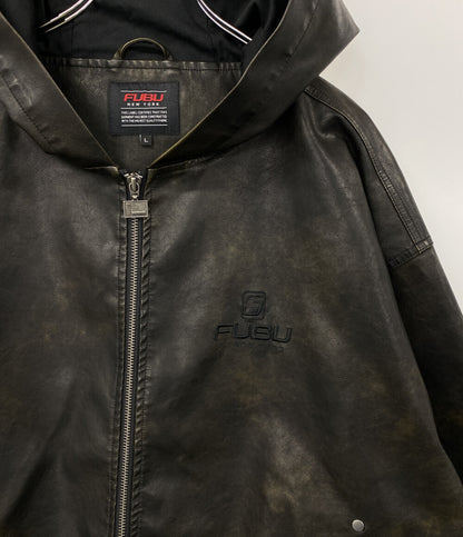 FUBU ブルゾン フード付きジャケット フェイクレザー メンズ SIZE L フブ