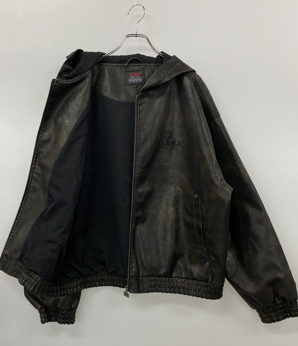 FUBU ブルゾン フード付きジャケット フェイクレザー メンズ SIZE L フブ