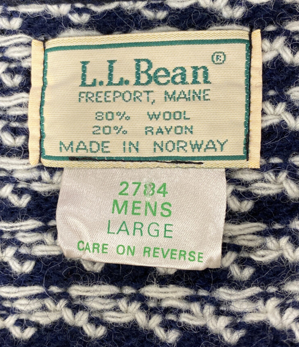 L.L.Bean バーズアイカーディガン 丸首 80s メンズ SIZE L エルエルビーン