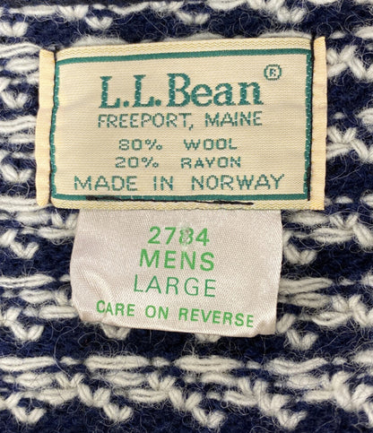 L.L.Bean バーズアイカーディガン 丸首 80s メンズ SIZE L エルエルビーン