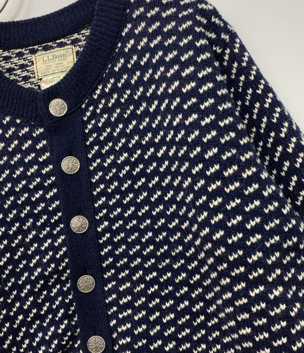 L.L.Bean バーズアイカーディガン 丸首 80s メンズ SIZE L エルエルビーン