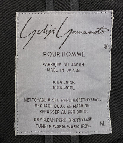 YOHJI YAMAMOTO POUR HOMME アーカイブ ポンチョコート 80s 丸ロゴ ウールギャバ メンズ SIZE M ヨウジヤマモトプールオム