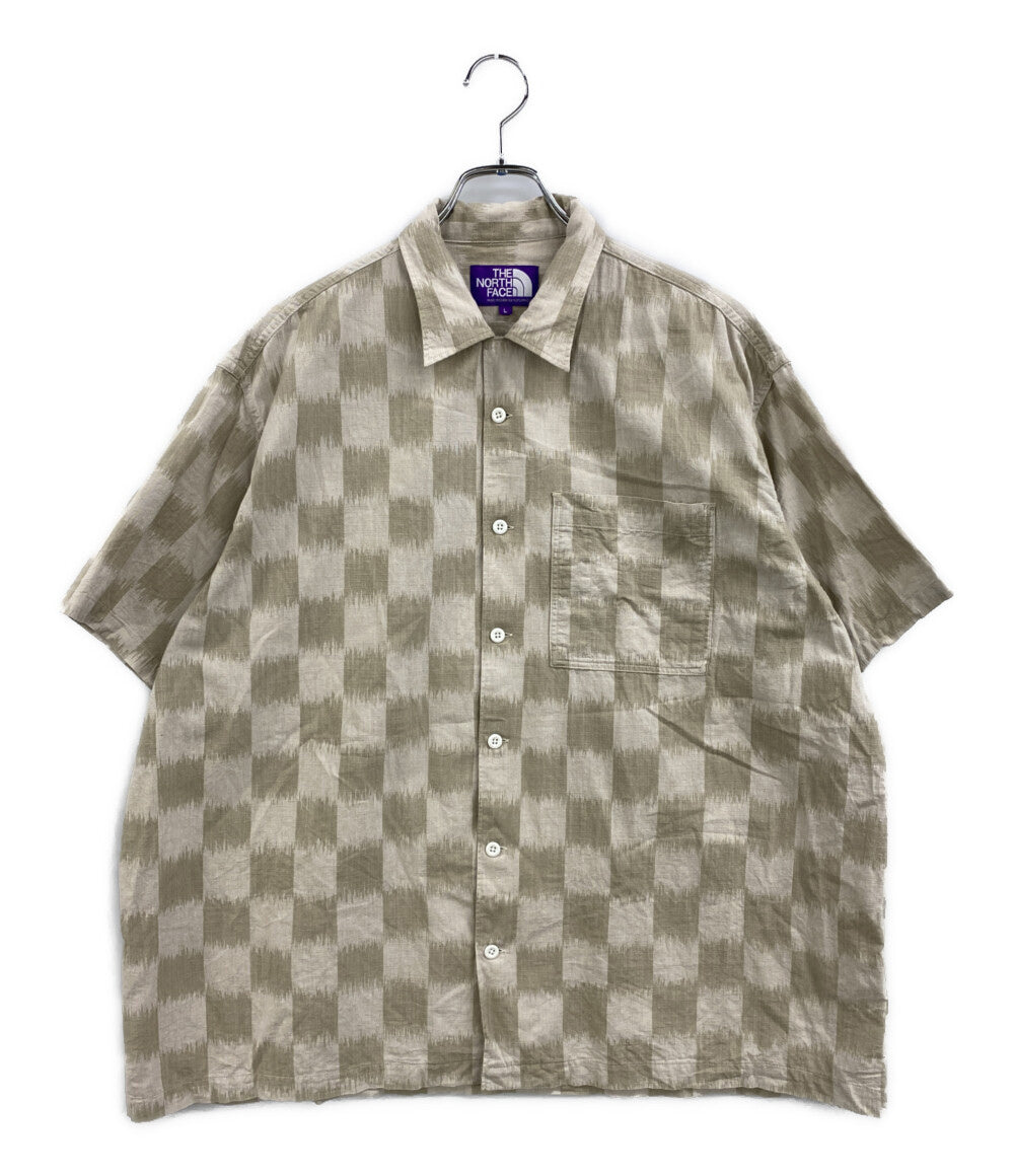 THE NORTH FACE PURPLE LABEL 半袖シャツ Open Collar Checkerboard Field S S Shirt メンズ SIZE L ザノースフェイスパープルレーベル