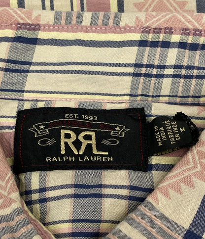 美品 ダブルアールエルラルフローレン 半袖シャツ ジャカード マドラスワーク      メンズ SIZE M  RRL RALPH LAUREN