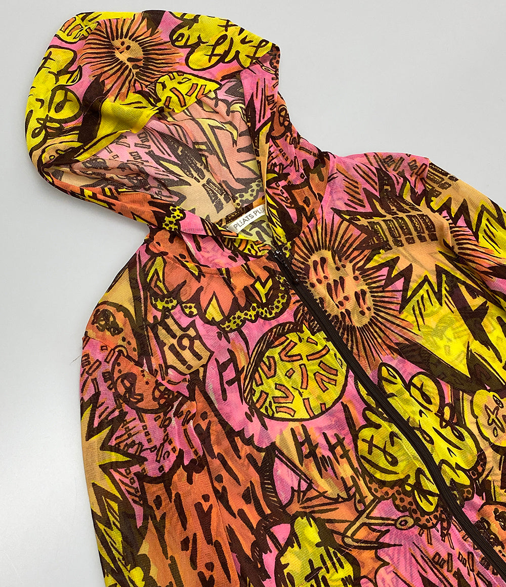 PLEATS PLEASE ISSEYMIYAKE パーカー　希少　レア　柄 プリーツプリーズ 美品 パーカー 漫画ふきだし総柄 07ss レディース