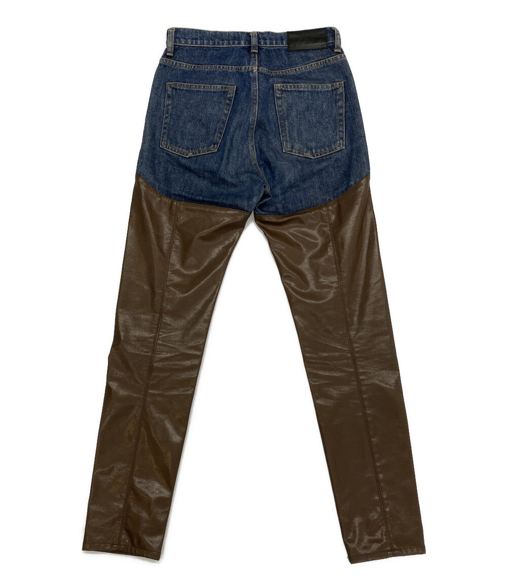 ジョンローレンスサリバン  パンツ DENIM x VERGAN LETHER BI-COLOR PANTS 23ss    JLSW-38 レディース SIZE M  JOHN LAWRENCE SULLIVAN