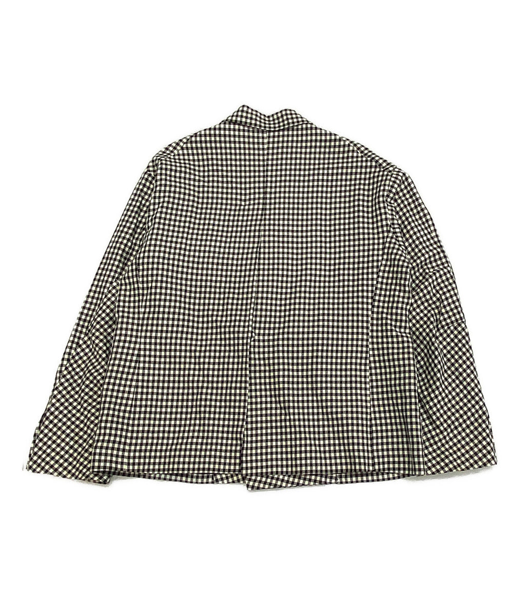 ブラックホワイトチェック柄ジャケット ジエダ テーラードジャケット チェック ホワイト ブラック