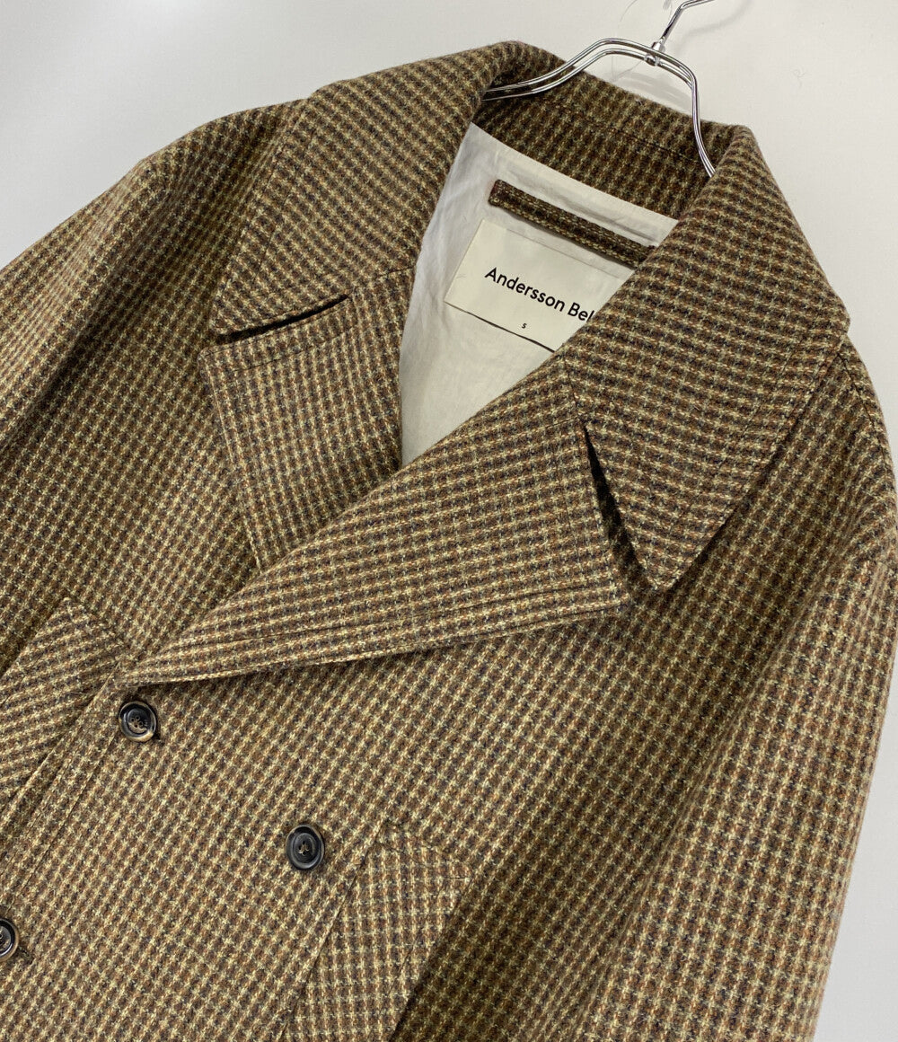 アンダースンベル チェスターダブルコート 6Bチェック ウール100