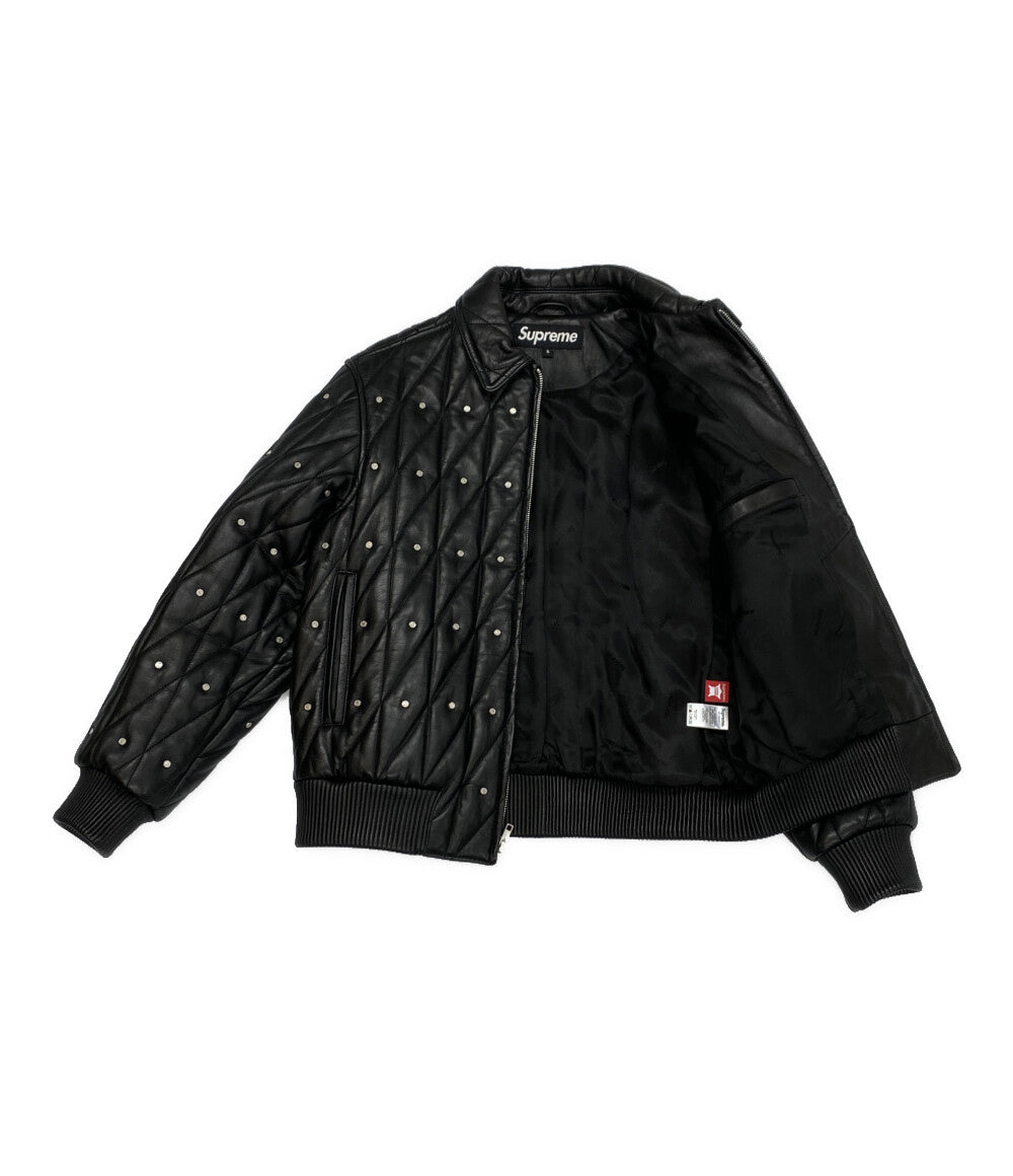 シュプリーム 美品 レザージャケット Quilted Studded Leather Jacket 18AW     メンズ SIZE S  Supreme