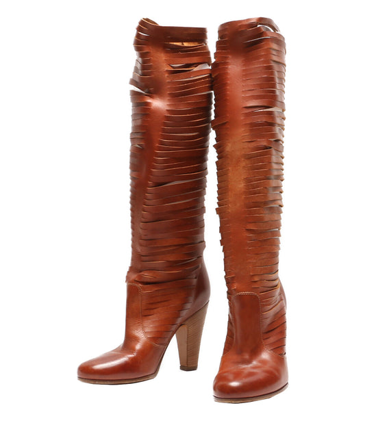 Maison Martin Margiela 22 メゾンマルジェラ レザーロングブーツ SLASHED LETHER BOOT レディース SIZE 37.5