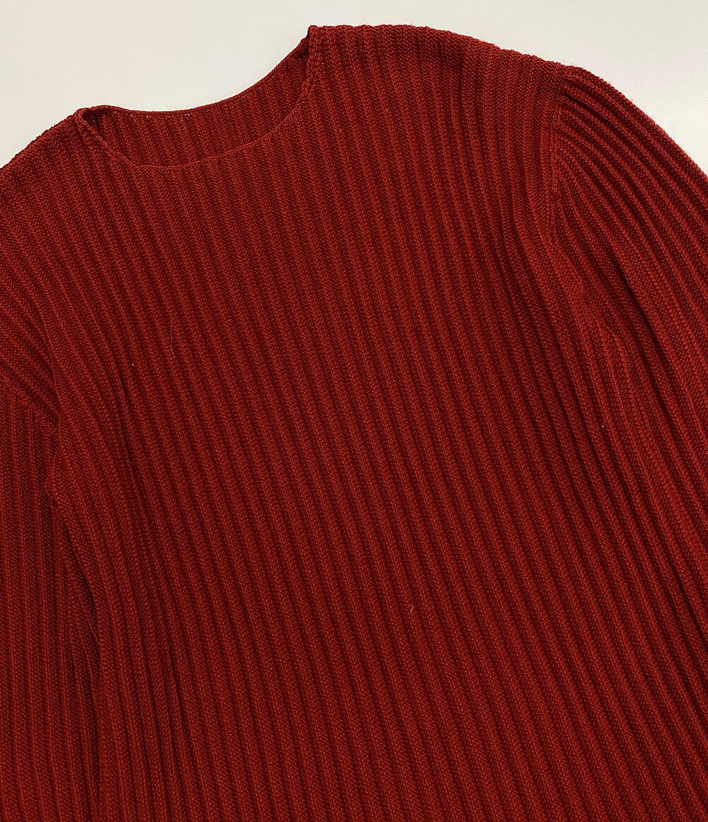 イッセイミヤケオムプリッセ プリーツニット レッド メンズ SIZE - ISSEY MIYAKE HOMME PLISSE