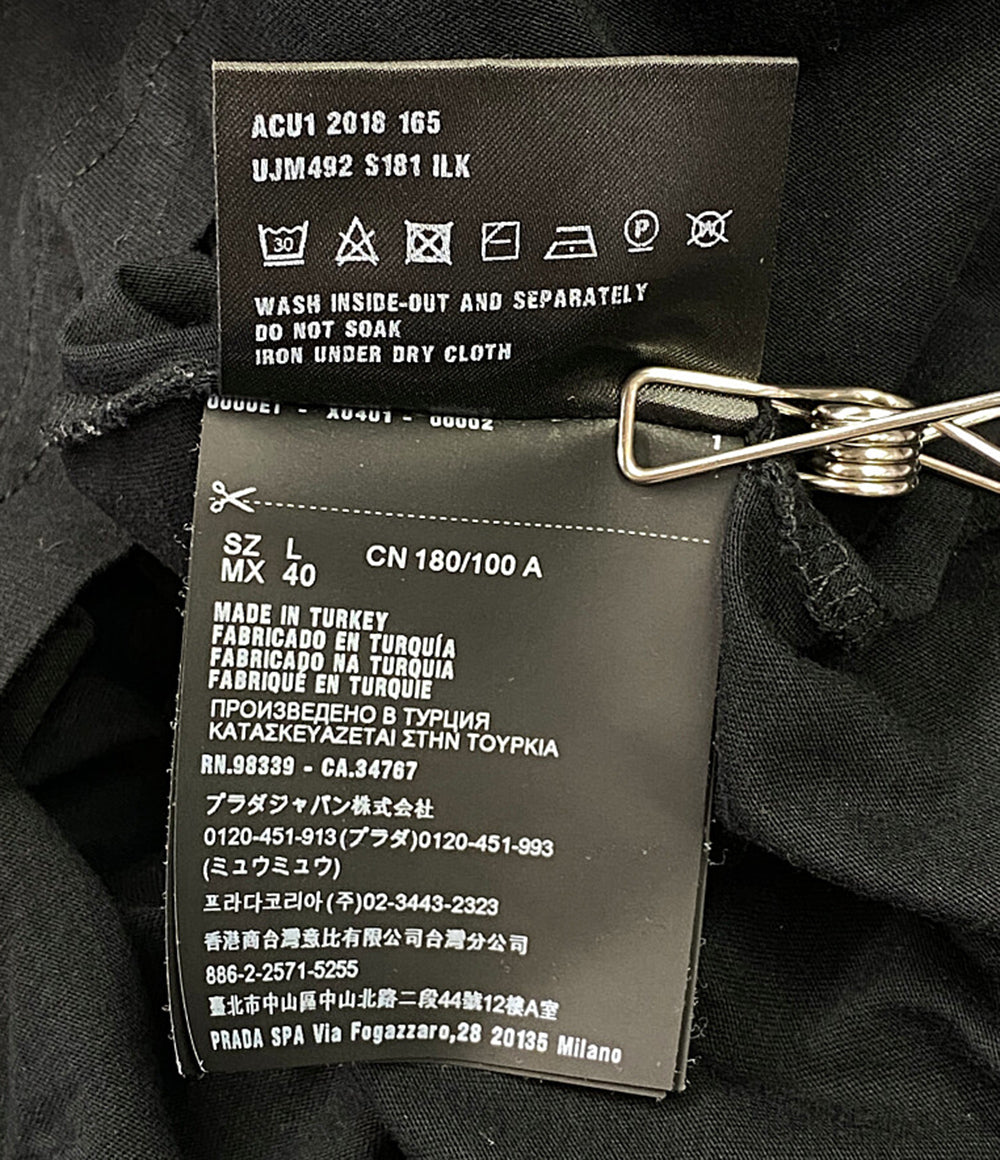 プラダ  ロゴパッチクルーネックカットソー ブラック 2018     レディース SIZE L  PRADA