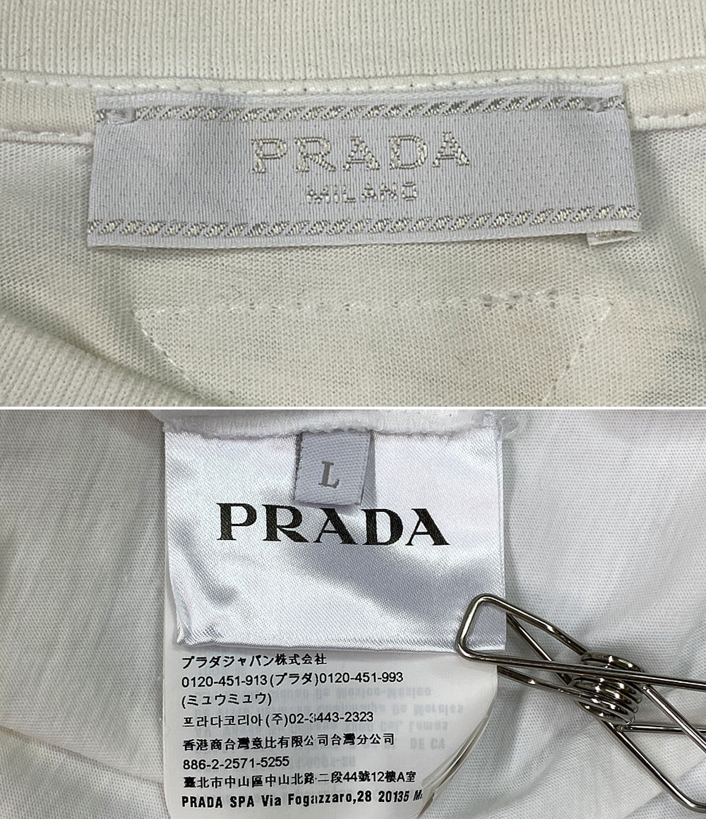 プラダ  ロゴパッチクルーネックカットソー ホワイト 2018     レディース SIZE L  PRADA