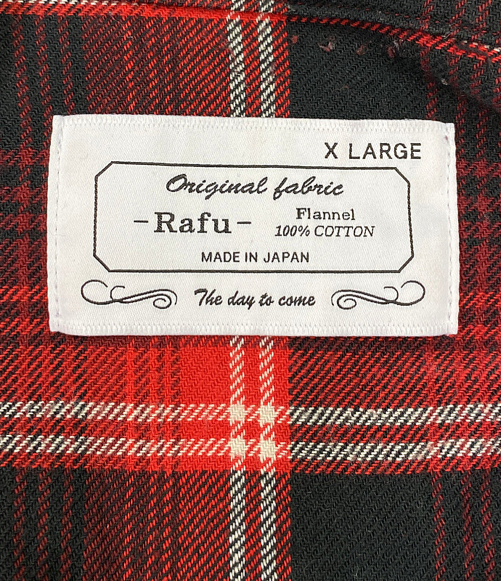 ラフ 長袖シャツ ダメージシャツ オンブレチェック柄      メンズ SIZE XL  RAFU