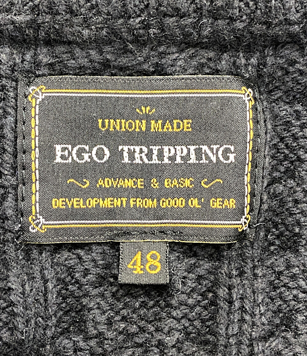EGO TRIPPING ニットジャケット DOUBLE KNIT JACKET ブルーグレー メンズ SIZE 48 エゴトリッピング