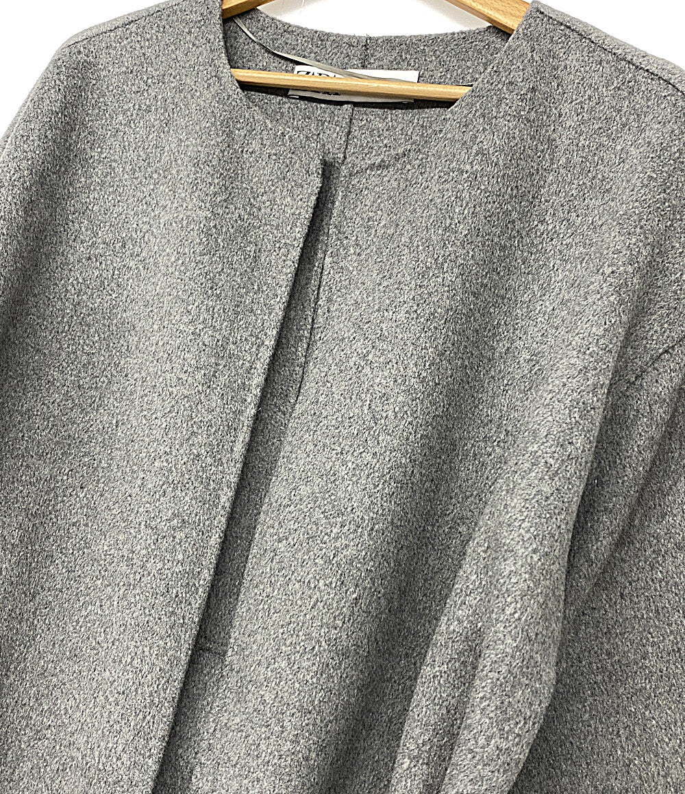 ザラ  ノーカラーコート ダブルフェイスコート ウール      レディース SIZE M-L  ZARA