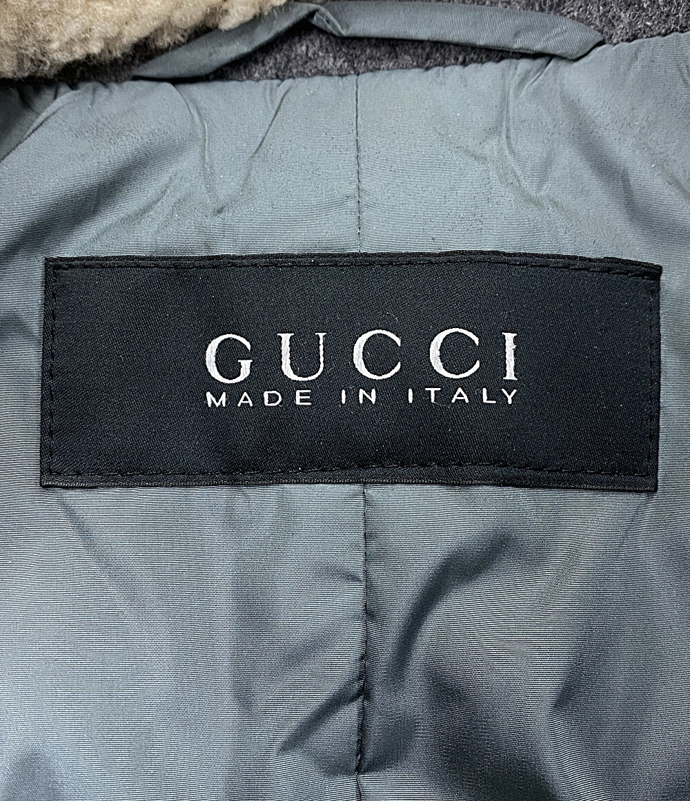 グッチ  ピーコート ウールピーコート グレー      レディース SIZE 44  GUCCI