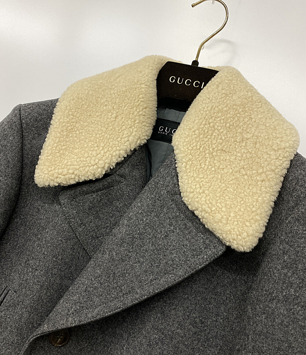 グッチ  ピーコート ウールピーコート グレー      レディース SIZE 44  GUCCI