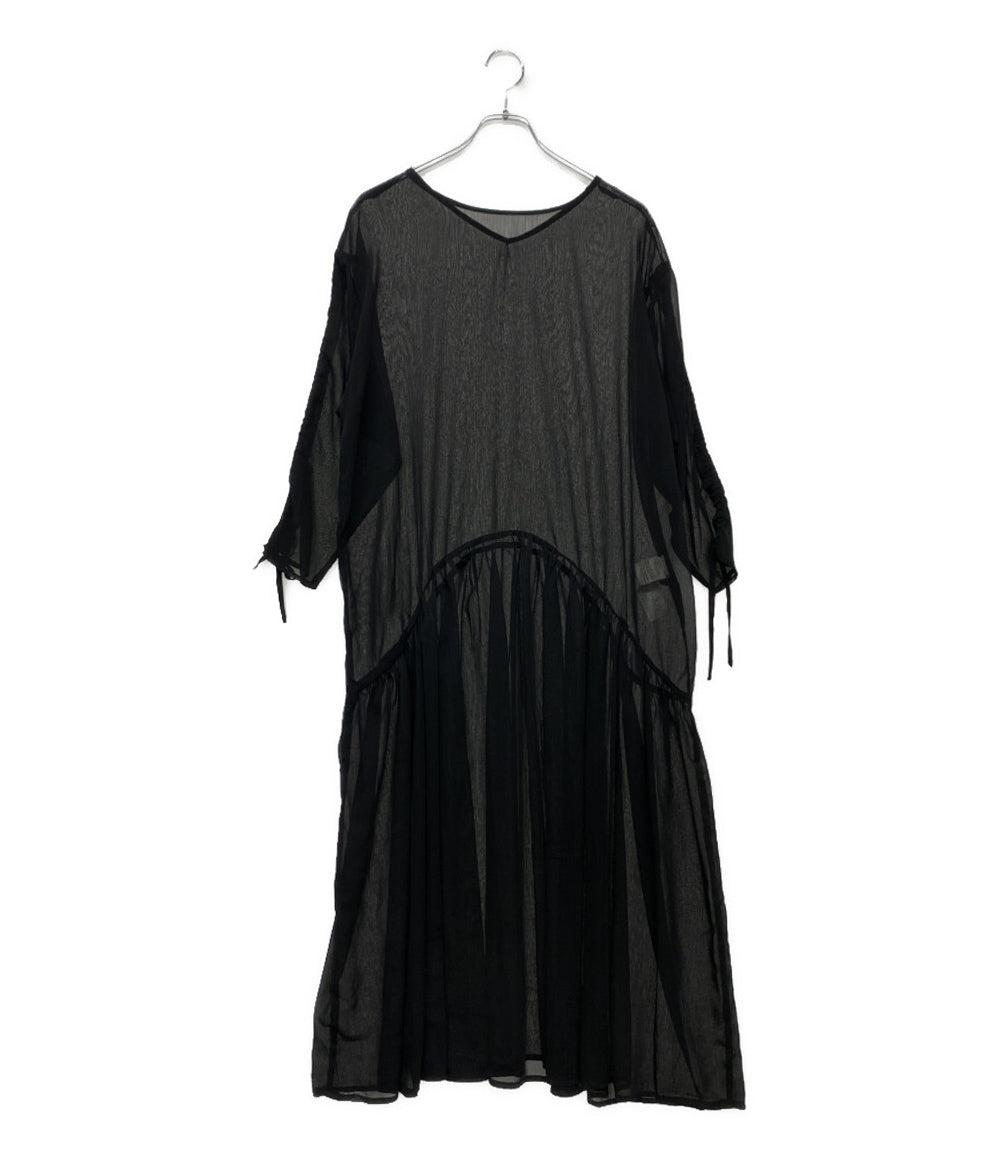 ヨウジヤマモトプリュスノアール ギャザースリーブシアーワンピース      レディース SIZE 2  Yohji Yamamoto NOIR