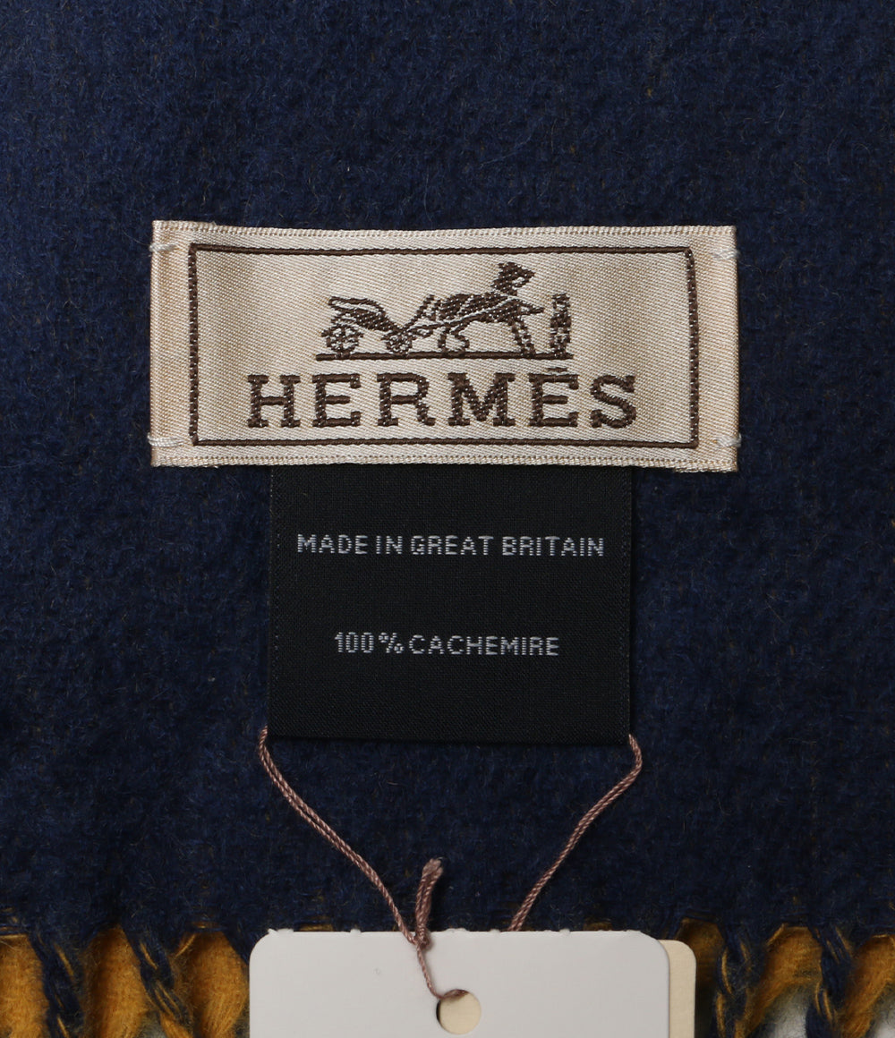 HERMES マフラー レクトヴェルソ Jaune Ocre Ocean メンズ エルメス