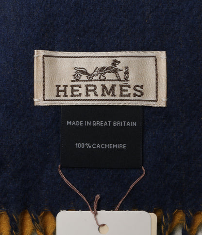 HERMES マフラー レクトヴェルソ Jaune Ocre Ocean メンズ エルメス