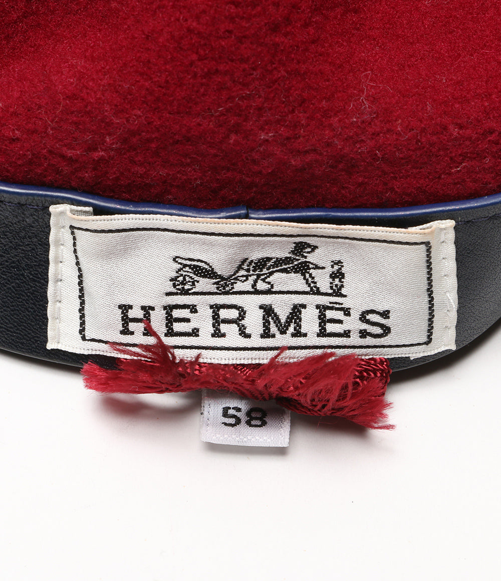 HERMES ベレー帽 ボルドー レディース SIZE 58 エルメス