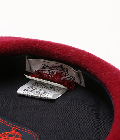 HERMES ベレー帽 ボルドー レディース SIZE 58 エルメス