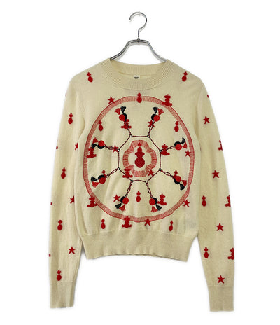 HERMES 長袖ニット 刺繍 Poste et cavalerie 21ss レディース SIZE 38 エルメス