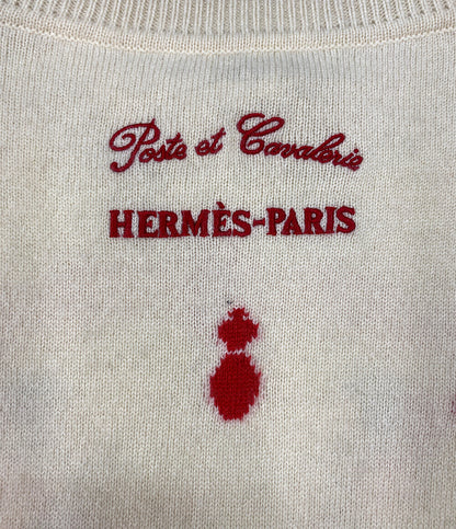 HERMES 長袖ニット 刺繍 Poste et cavalerie 21ss レディース SIZE 38 エルメス