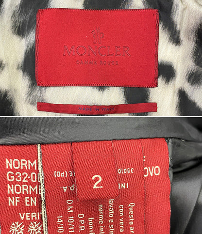 MONCLER GAMME ROUGE ファーダウンコート レオパード柄 レディース SIZE 2 モンクレールガムルージュ