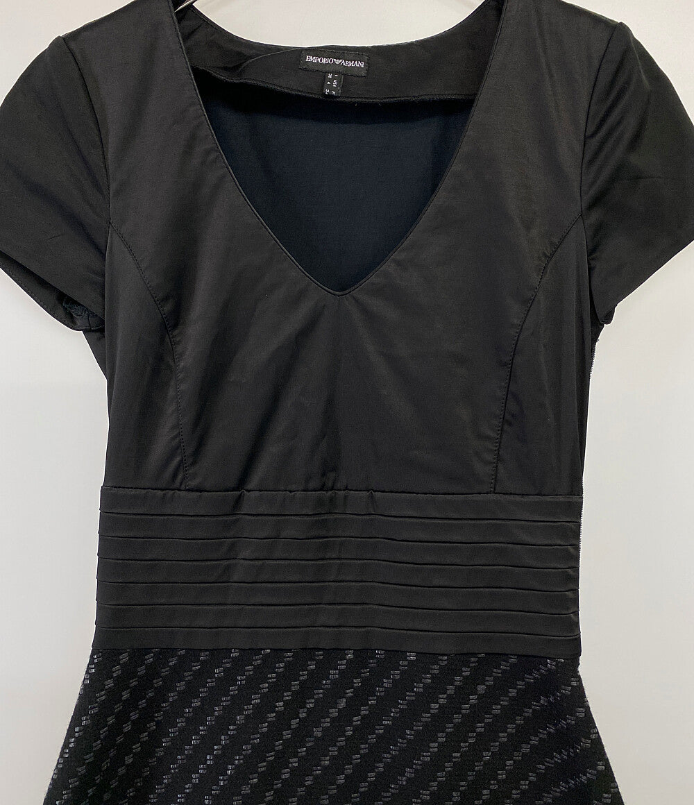 EMPORIO ARMANI 半袖ワンピース ブラック 切替 レディース SIZE 38 エンポリオアルマーニ