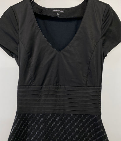 EMPORIO ARMANI 半袖ワンピース ブラック 切替 レディース SIZE 38 エンポリオアルマーニ